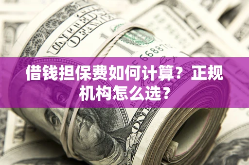 武汉借钱担保费如何计算？正规机构怎么选？